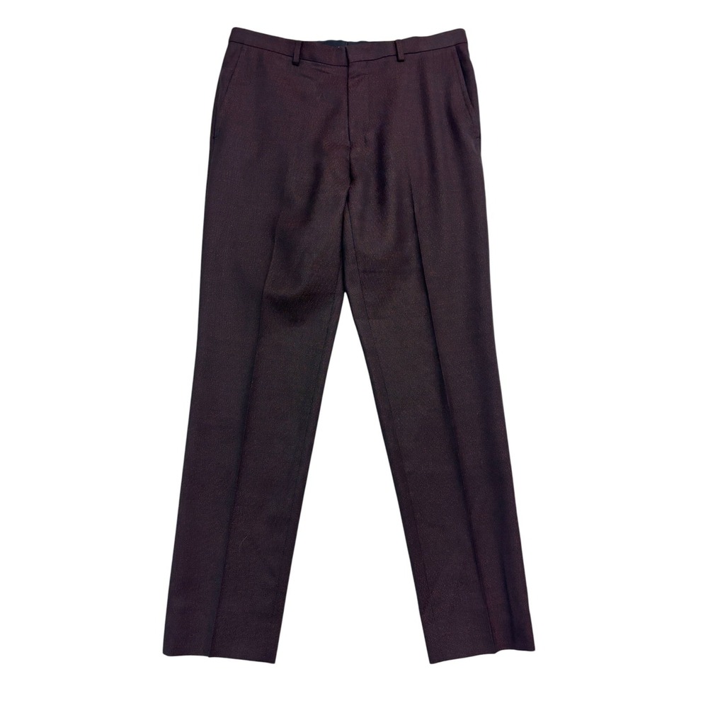 Hugo Boss 32x30 Burgundy Hets 1824 Wool Blend Dress Suit Pants Trousers Tapered